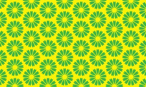 Seamless vector pattern with green floral art, background design Stock Illustration