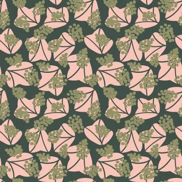 Seamless vector pattern with green grapes fruit and leaves Illustrazione stock