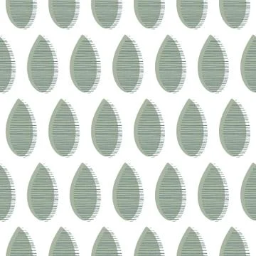 Seamless vector pattern. Green leaves with lines on white background Stock Illustration
