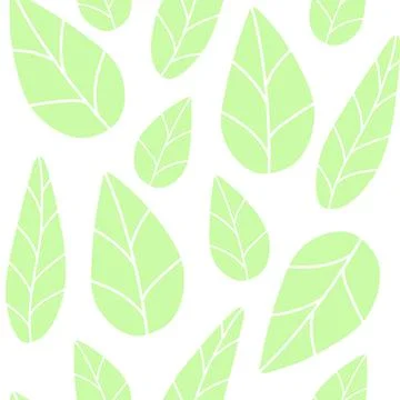 Seamless vector pattern with green mint leaves shape. Simple doodle backgroun 스톡 일러스트