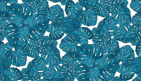 Seamless vector pattern of greenery leaves Monstera. Stock Illustration