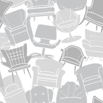 Seamless vector pattern of grey armchairs Stock Illustration