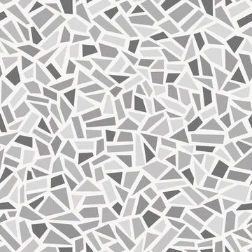 Seamless vector pattern. Grey broken vessel mosaic, tiles. Stock Illustration