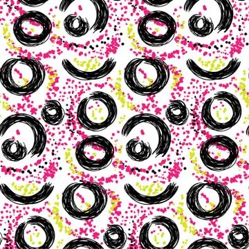 Seamless vector pattern with grunge brush circles and dots. Illustrazione stock