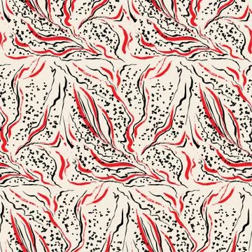 Seamless vector pattern with grunge red and black lines and dots. Stock Illustration