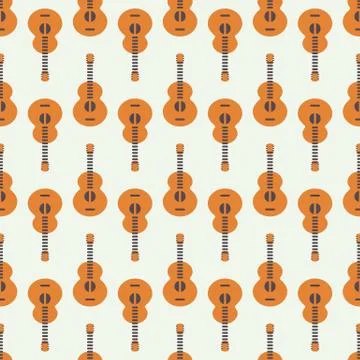 Seamless vector pattern with guitars. Stock Illustration