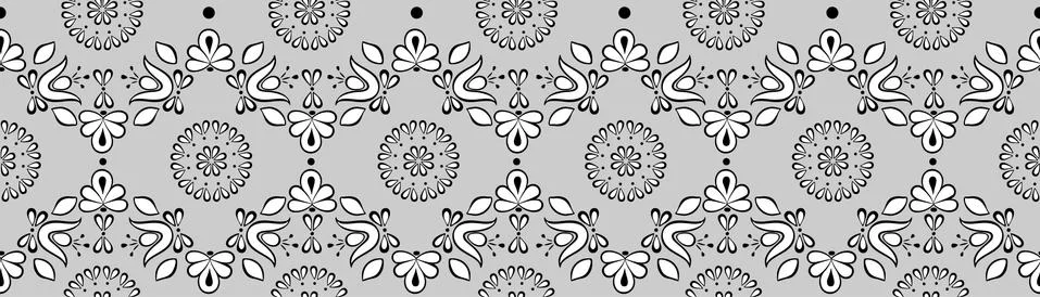 Seamless vector pattern for gzhel style gray with white Stock Illustration