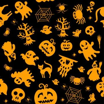 Seamless vector pattern for Halloween design. Halloween symbols Illustrazione stock