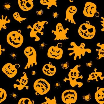 Seamless vector pattern for Halloween design. Halloween symbols: ghost Illustrazione stock