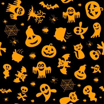 Seamless vector pattern for Halloween design. Halloween symbols Illustrazione stock