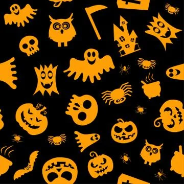 Seamless vector pattern for Halloween design. Halloween symbols Illustrazione stock