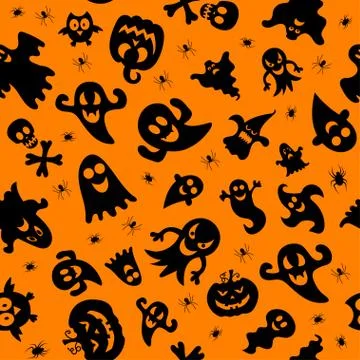 Seamless vector pattern for Halloween design. Halloween symbols: ghost, spide Illustrazione stock