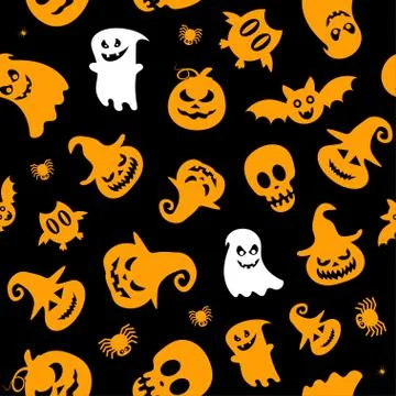 Seamless vector pattern for Halloween design. Halloween symbols Illustrazione stock