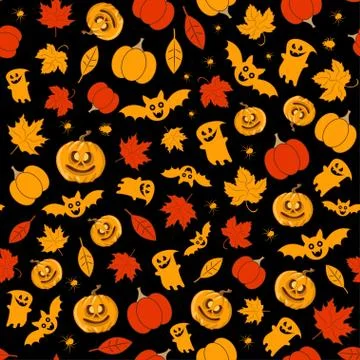 Seamless vector pattern for Halloween design. Halloween symbols Illustrazione stock