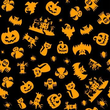 Seamless vector pattern for Halloween design. Halloween symbols: pumpkin Illustrazione stock
