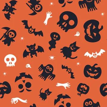 Seamless vector pattern for Halloween design. Halloween symbols Stock Illustration