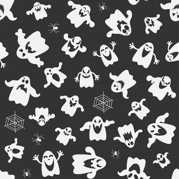 Seamless vector pattern for Halloween design. Halloween symbols: ghost Stock Illustration