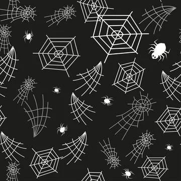 Seamless vector pattern for Halloween design. Halloween symbols: spider web Stock Illustration