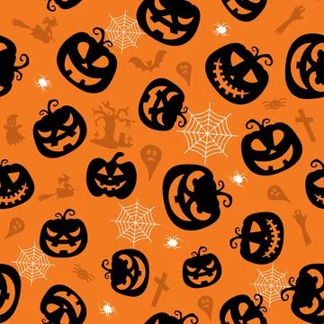Seamless vector pattern for Halloween design. Halloween symbols: pumpkin イラスト素材
