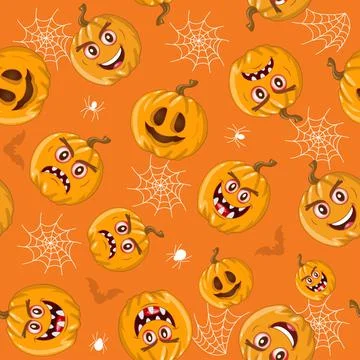 Seamless vector pattern for Halloween design. Halloween symbols: pumpkin イラスト素材