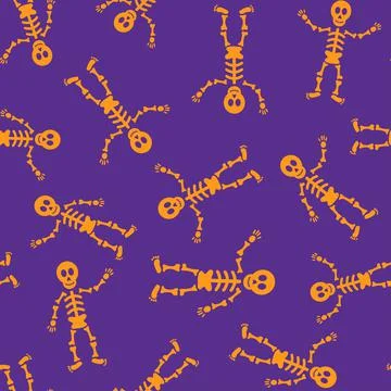 Seamless vector pattern for Halloween design. Halloween symbol skeleton. Illustrazione stock