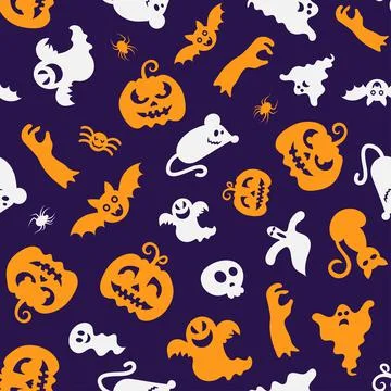 Seamless vector pattern for Halloween design. Halloween symbols: pumpkin イラスト素材
