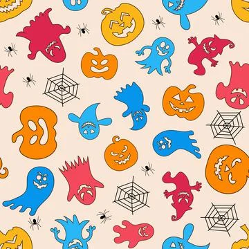 Seamless vector pattern for Halloween design.Halloween symbols 스톡 일러스트