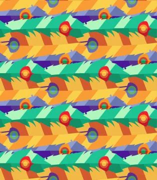 Seamless vector pattern with hand-drawn flat colorful feathers Stock Illustration