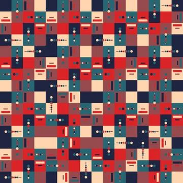 Seamless vector pattern. Hand drawn square geometric mosaic grid. Modern all Illustrazione stock