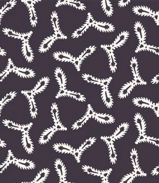 Seamless vector pattern. Hand drawn seed leaf branch. Repeating simple nature Illustrazione stock