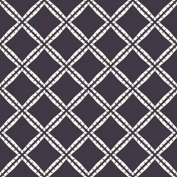 Seamless vector pattern. Hand drawn square lattice grid . Repeating geo Stock Illustration