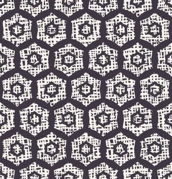 Seamless vector pattern. Hand drawn rough textured hexagon. Repeating geo Stock Illustration