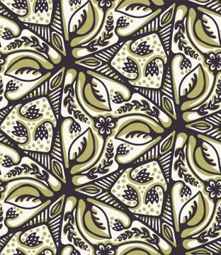 Seamless vector pattern. Hand drawn leaf floral mosaic grid. Modern stylized all Illustrazione stock