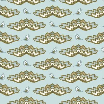 Seamless vector pattern. Hand drawn leaf floral ornamental stripes. Modern all Stock Illustration