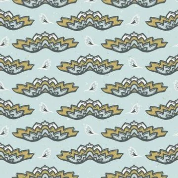 Seamless vector pattern. Hand drawn leaf floral ornamental stripes. Modern all Illustrazione stock