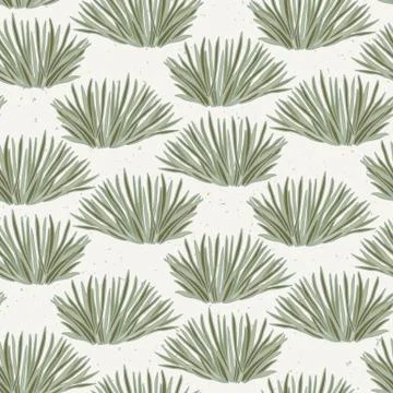 Seamless vector pattern. Hand drawn leaf bush foliage. Modern all over print Stock Illustration