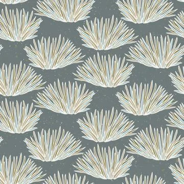 Seamless vector pattern. Hand drawn leaf bush foliage. Modern all over print Stock Illustration