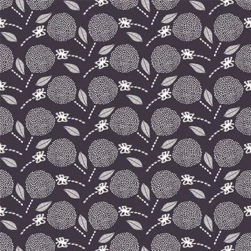 Seamless vector pattern. Hand drawn dandelion seed flower with butterfly Stock Illustration