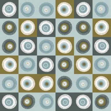 Seamless vector pattern. Hand drawn floral cell geometric mosaic grid. Modern Stock Illustration