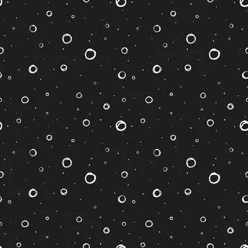 Seamless vector pattern with hand drawn white circles scattered on black Illustrazione stock