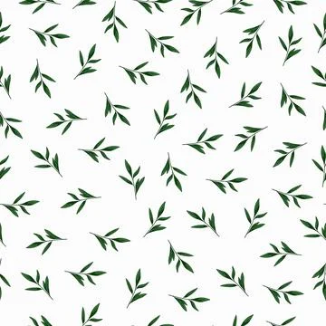 Seamless vector pattern with hand-drawn tree leaves. Stock Illustration