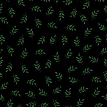 Seamless vector pattern with hand-drawn tree leaves. Stock Illustration