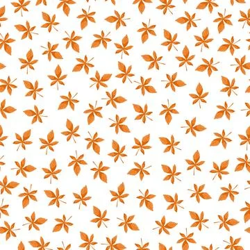 Seamless vector pattern with hand-drawn tree leaves. Stock Illustration