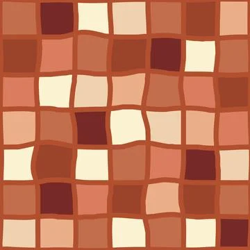 Seamless vector pattern with hand drawn grid filled with shades of brown and 스톡 일러스트