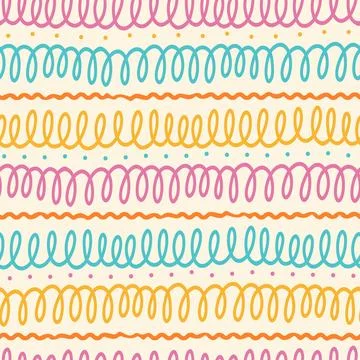 Seamless vector pattern with Hand drawn doodle of squiggle loops. Great for Stock Illustration