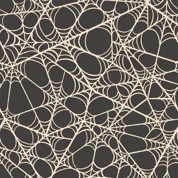 Seamless vector pattern hand drawn endless spiderweb, great for Halloween decor Stock Illustration