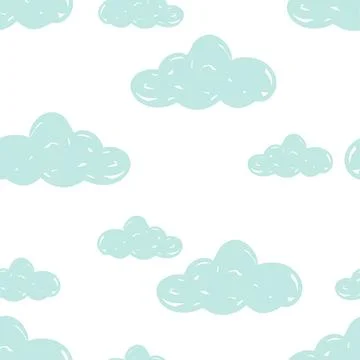 Seamless vector pattern hand drawn soft clouds, perfect for children kids 스톡 일러스트