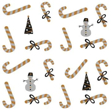 Seamless vector pattern Happy New Year and Merry Christmas in the style of Sc 스톡 일러스트