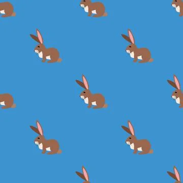 Seamless vector pattern with hares, chinchilla and guinea pig on a dark green Stock Illustration