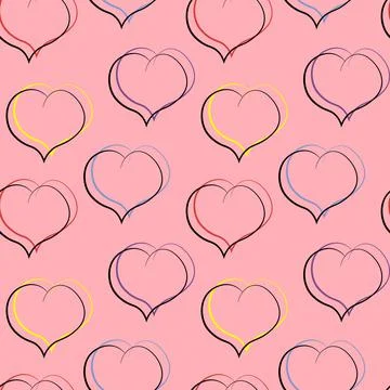 Seamless vector pattern with heart on pink background Illustrazione stock